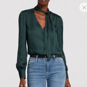 Paige from Neiman’s Celeobelle dark green long sleeve blouse w/ a satin look XL